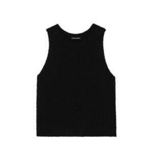 Eileen Fisher Cotton Fluff Crew Neck Top Womens XXS Black Sleeveless Pullover